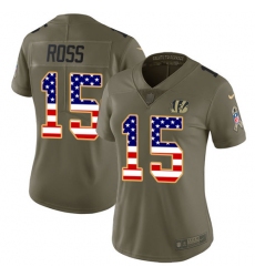 Women's Nike Cincinnati Bengals #15 John Ross Limited Olive/USA Flag 2017 Salute to Service NFL Jersey