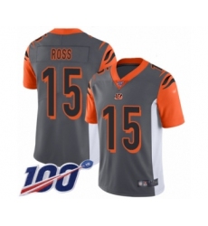 Youth Cincinnati Bengals #15 John Ross Limited Silver Inverted Legend 100th Season Football Jersey