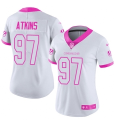 Women's Nike Cincinnati Bengals #97 Geno Atkins Limited White/Pink Rush Fashion NFL Jersey