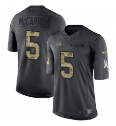 Youth Nike Cincinnati Bengals #5 AJ McCarron Limited Black 2016 Salute to Service NFL Jersey