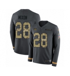 Youth Nike Cincinnati Bengals #28 Joe Mixon Limited Black Salute to Service Therma Long Sleeve NFL Jersey