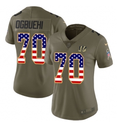 Women's Nike Cincinnati Bengals #70 Cedric Ogbuehi Limited Olive/USA Flag 2017 Salute to Service NFL Jersey