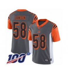 Men's Cincinnati Bengals #58 Carl Lawson Limited Silver Inverted Legend 100th Season Football Jersey