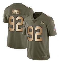 Youth Nike Cincinnati Bengals #92 Pat Sims Limited Olive/Gold 2017 Salute to Service NFL Jersey