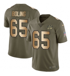 Men's Nike Cincinnati Bengals #65 Clint Boling Limited Olive/Gold 2017 Salute to Service NFL Jersey