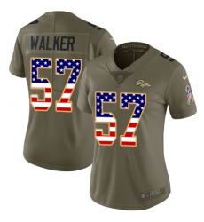 Women's Nike Denver Broncos #57 Demarcus Walker Limited Olive/USA Flag 2017 Salute to Service NFL Jersey