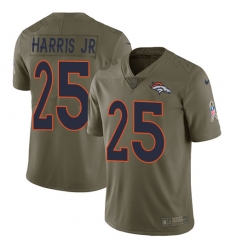 Men's Nike Denver Broncos #25 Chris Harris Jr Limited Olive 2017 Salute to Service NFL Jersey