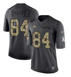 Men's Nike Denver Broncos #84 Shannon Sharpe Limited Black 2016 Salute to Service NFL Jersey