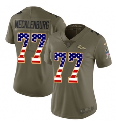 Women's Nike Denver Broncos #77 Karl Mecklenburg Limited Olive/USA Flag 2017 Salute to Service NFL Jersey