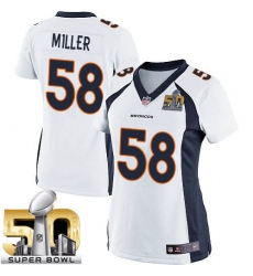 Women's Nike Denver Broncos #58 Von Miller Limited White Super Bowl 50 Bound NFL Jersey