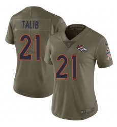 Women's Nike Denver Broncos #21 Aqib Talib Limited Olive 2017 Salute to Service NFL Jersey