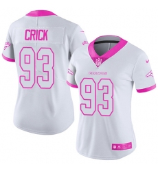 Women's Nike Denver Broncos #93 Jared Crick Limited White/Pink Rush Fashion NFL Jersey