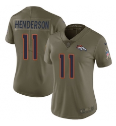 Women's Nike Denver Broncos #11 Carlos Henderson Limited Olive 2017 Salute to Service NFL Jersey