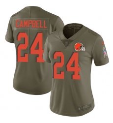 Women's Nike Cleveland Browns #24 Ibraheim Campbell Limited Olive 2017 Salute to Service NFL Jersey