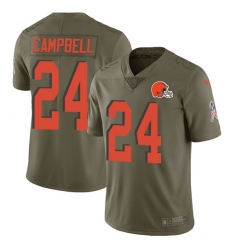 Youth Nike Cleveland Browns #24 Ibraheim Campbell Limited Olive 2017 Salute to Service NFL Jersey