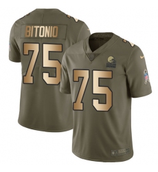 Youth Nike Cleveland Browns #75 Joel Bitonio Limited Olive/Gold 2017 Salute to Service NFL Jersey