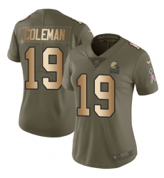 Women's Nike Cleveland Browns #19 Corey Coleman Limited Olive/Gold 2017 Salute to Service NFL Jersey