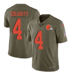 Youth Nike Cleveland Browns #4 Britton Colquitt Limited Olive 2017 Salute to Service NFL Jersey