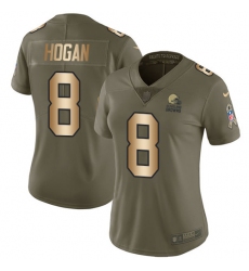 Women's Nike Cleveland Browns #8 Kevin Hogan Limited Olive/Gold 2017 Salute to Service NFL Jersey