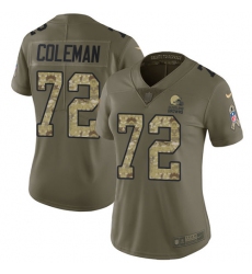 Women's Nike Cleveland Browns #72 Shon Coleman Limited Olive/Camo 2017 Salute to Service NFL Jersey