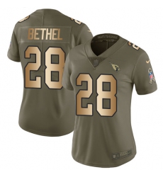 Women's Nike Arizona Cardinals #28 Justin Bethel Limited Olive/Gold 2017 Salute to Service NFL Jersey