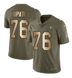 Youth Nike Arizona Cardinals #76 Mike Iupati Limited Olive/Gold 2017 Salute to Service NFL Jersey