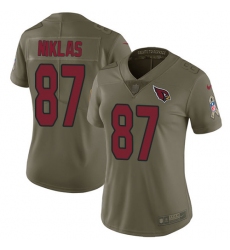 Women's Nike Arizona Cardinals #87 Troy Niklas Limited Olive 2017 Salute to Service NFL Jersey