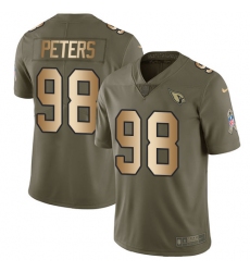 Men's Nike Arizona Cardinals #98 Corey Peters Limited Olive/Gold 2017 Salute to Service NFL Jersey