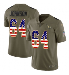 Youth Nike Arizona Cardinals #64 Dorian Johnson Limited Olive/USA Flag 2017 Salute to Service NFL Jersey