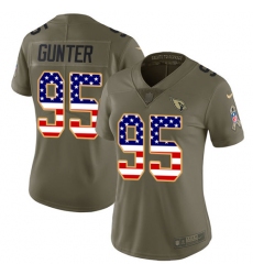 Women's Nike Arizona Cardinals #95 Rodney Gunter Limited Olive/USA Flag 2017 Salute to Service NFL Jersey