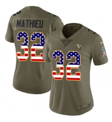 Women's Nike Arizona Cardinals #32 Tyrann Mathieu Limited Olive/USA Flag 2017 Salute to Service NFL Jersey