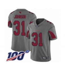 Men's Arizona Cardinals #31 David Johnson Limited Silver Inverted Legend 100th Season Football Jersey