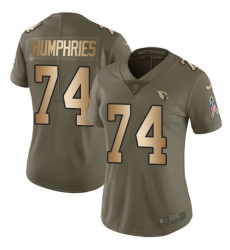 Women's Nike Arizona Cardinals #74 D.J. Humphries Limited Olive/Gold 2017 Salute to Service NFL Jersey