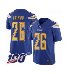 Men's Los Angeles Chargers #26 Casey Hayward Limited Electric Blue Rush Vapor Untouchable 100th Season Football Jersey