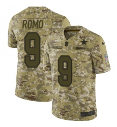 Men's Nike Dallas Cowboys #9 Tony Romo Limited Camo 2018 Salute to Service NFL Jersey