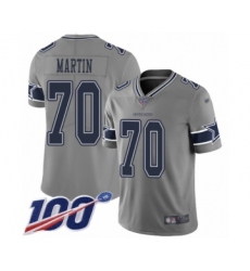 Men's Dallas Cowboys #70 Zack Martin Limited Gray Inverted Legend 100th Season Football Jersey