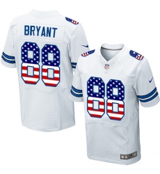 Men's Nike Dallas Cowboys #88 Dez Bryant Elite White Road USA Flag Fashion NFL Jersey