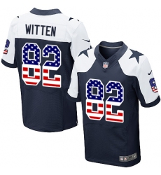 Men's Nike Dallas Cowboys #82 Jason Witten Elite Navy Blue Alternate USA Flag Fashion NFL Jersey