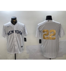 Men's New York Yankees #22 Juan Soto White Pinstripe Without Name Fashion Cool Base Jersey