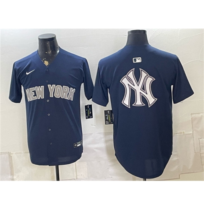 Men's New York Yankees Team Big Logo Navy Limited Stitched Baseball Jerseys