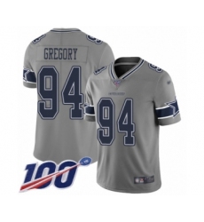 Men's Dallas Cowboys #94 Randy Gregory Limited Gray Inverted Legend 100th Season Football Jersey