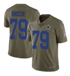 Youth Nike Dallas Cowboys #79 Chaz Green Limited Olive 2017 Salute to Service NFL Jersey