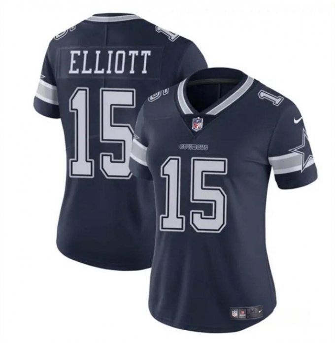 Women's Dallas Cowboys #15 Ezekiel Elliott Navy Vapor Limited Football Stitched Jersey