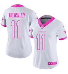 Women's Nike Dallas Cowboys #11 Cole Beasley Limited White/Pink Rush Fashion NFL Jersey
