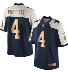Men's Nike Dallas Cowboys #4 Dak Prescott Limited Navy/Gold Throwback Alternate NFL Jersey