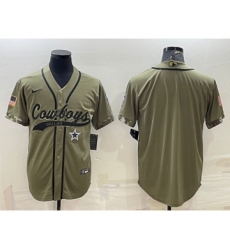 Men's Dallas Cowboys Blank Olive Salute to Service Cool Base Stitched Baseball Jersey