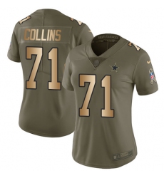 Women's Nike Dallas Cowboys #71 La'el Collins Limited Olive/Gold 2017 Salute to Service NFL Jersey