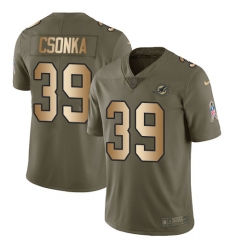 Youth Nike Miami Dolphins #39 Larry Csonka Limited Olive/Gold 2017 Salute to Service NFL Jersey