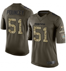 Youth Nike Miami Dolphins #51 Mike Pouncey Elite Green Salute to Service NFL Jersey
