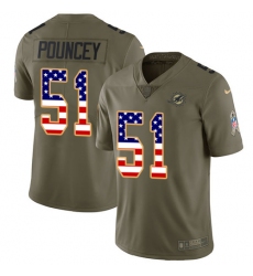 Youth Nike Miami Dolphins #51 Mike Pouncey Limited Olive/USA Flag 2017 Salute to Service NFL Jersey